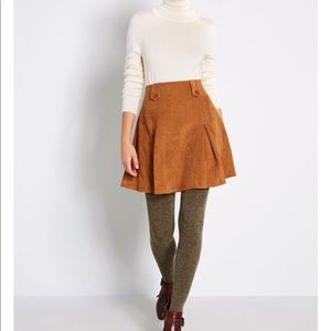 ModCloth Corduroy Pleated Mini Skirt